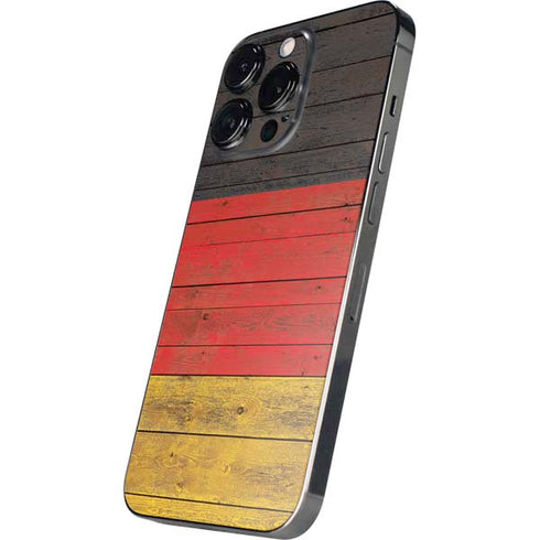 German Flag Dark Wood iPhone 16 Pro Skin